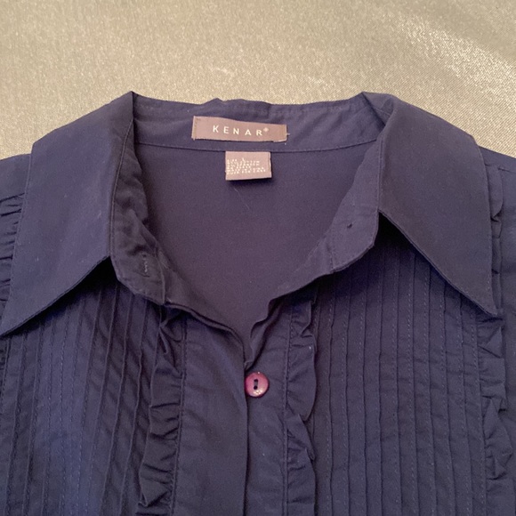 Kenar Long Sleeve french cuff Slate Blue cotton/spandex button front shirt - Picture 3 of 7